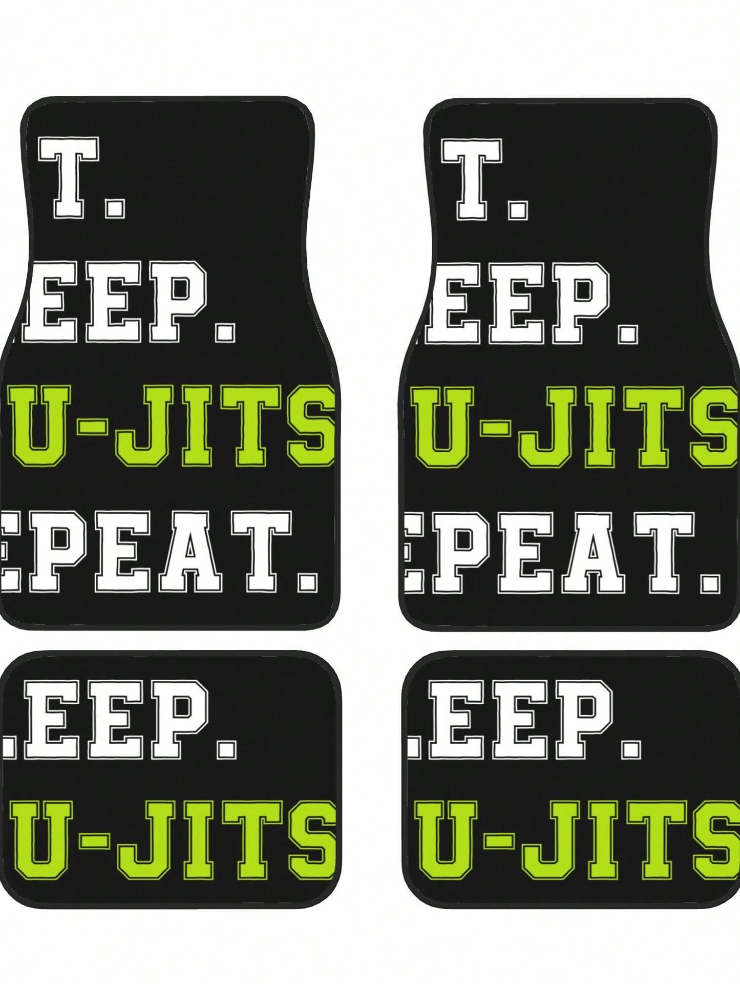 Eat Sleep Jiu Jitsu Repeat 4-Piece Custom Printed All-Weather Floor Mats- Universal Fit For Suv, Truck, Van| Easy Clean
