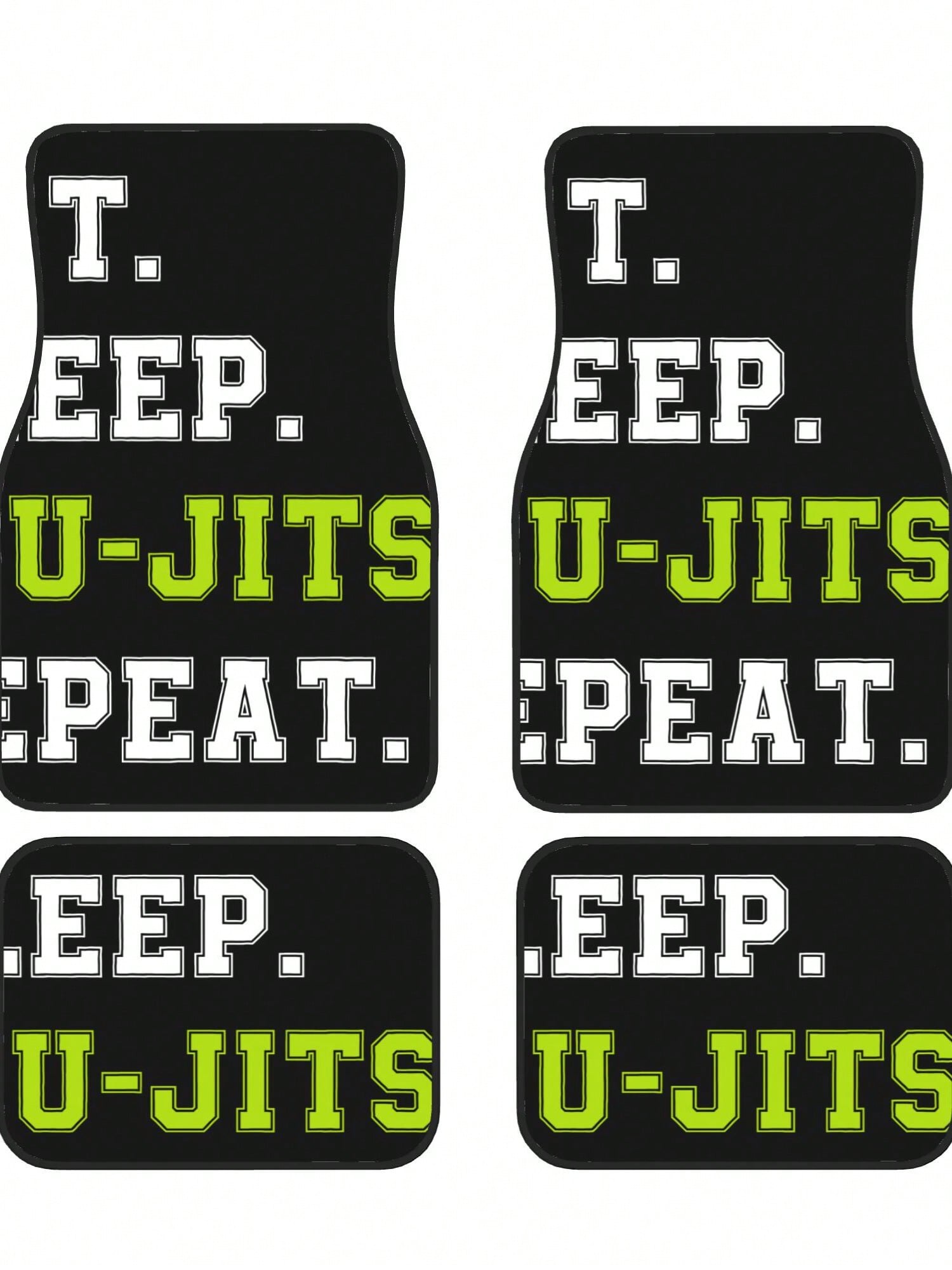 Eat Sleep Jiu Jitsu Repeat 4-Piece Custom Printed All-Weather Floor Mats- Universal Fit For Suv, Truck, Van| Easy Clean