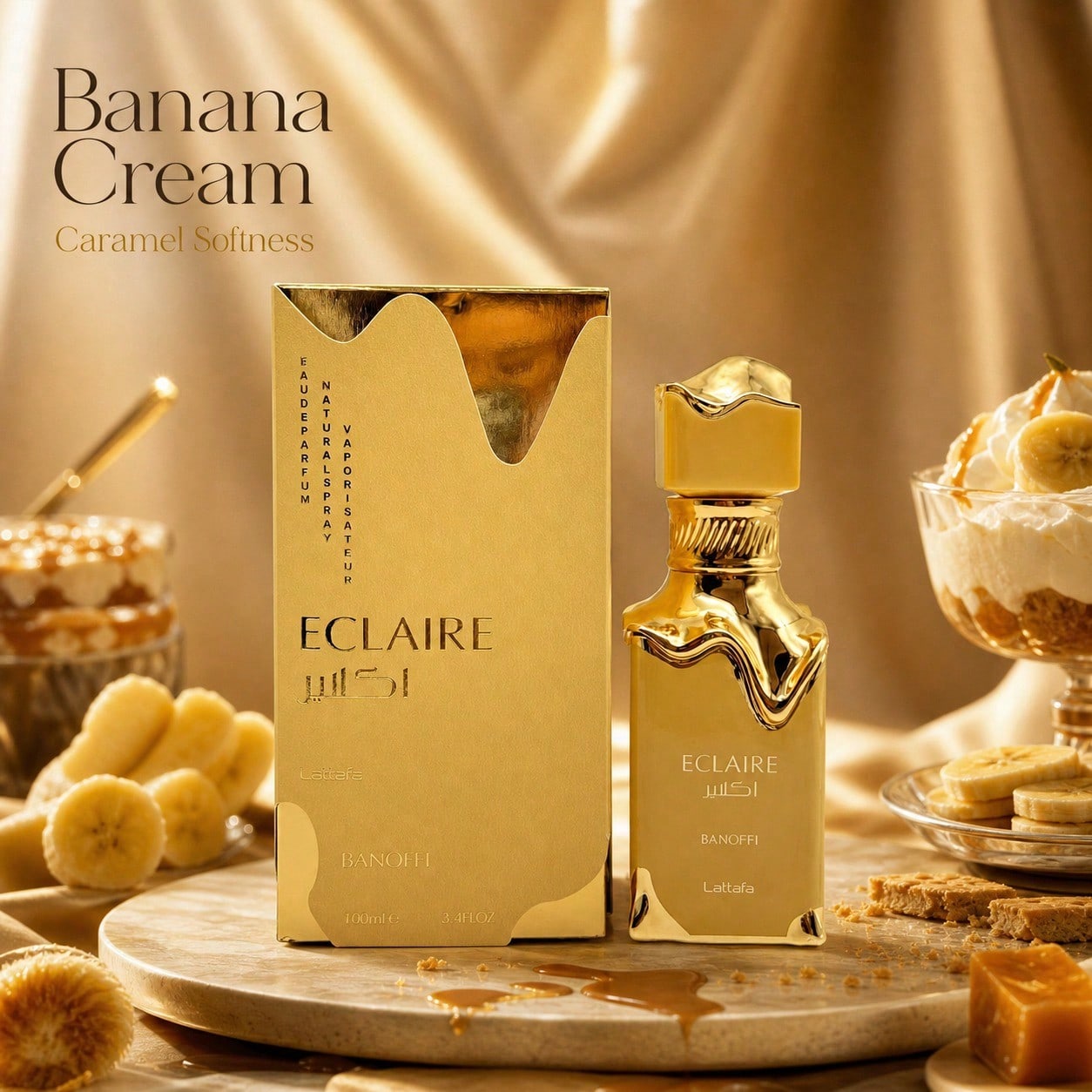 Eclaire Banoffi 100ml/3.4oz Eau De Parfum Spray, Long Lasting Perfume Cologne, Sweet Warm Scent For Daily Wear, Evening, Travel And Gift