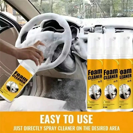 EELHOE 3PCS Multi-Functional Foam Cleaner Set, Wash For Automotive Interior Upholstery, Plastic Instrument Panel, Steering Wheel Parts, Multifunctional Deodorizing Interior Cleaner, Car Steering Wheel