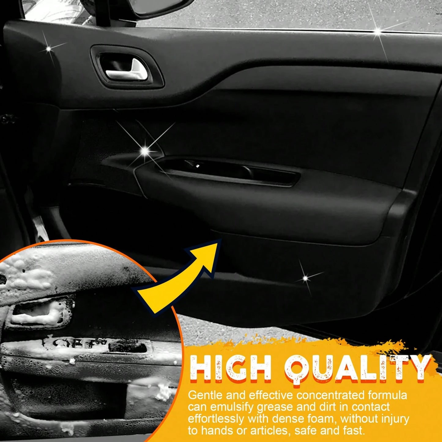 EELHOE 3PCS Multi-Functional Foam Cleaner Set, Wash For Automotive Interior Upholstery, Plastic Instrument Panel, Steering Wheel Parts, Multifunctional Deodorizing Interior Cleaner, Car Steering Wheel