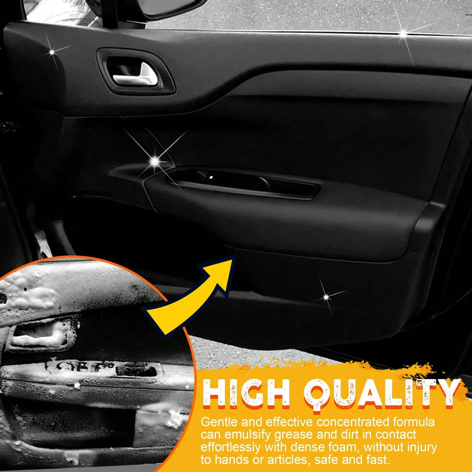 EELHOE 3PCS Multi-Functional Foam Cleaner Set, Wash For Automotive Interior Upholstery, Plastic Instrument Panel, Steering Wheel Parts, Multifunctional Deodorizing Interior Cleaner, Car Steering Wheel