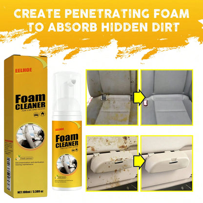 EELHOE 3PCS Multi-Functional Foam Cleaner Set, Wash For Automotive Interior Upholstery, Plastic Instrument Panel, Steering Wheel Parts, Multifunctional Deodorizing Interior Cleaner, Car Steering Wheel