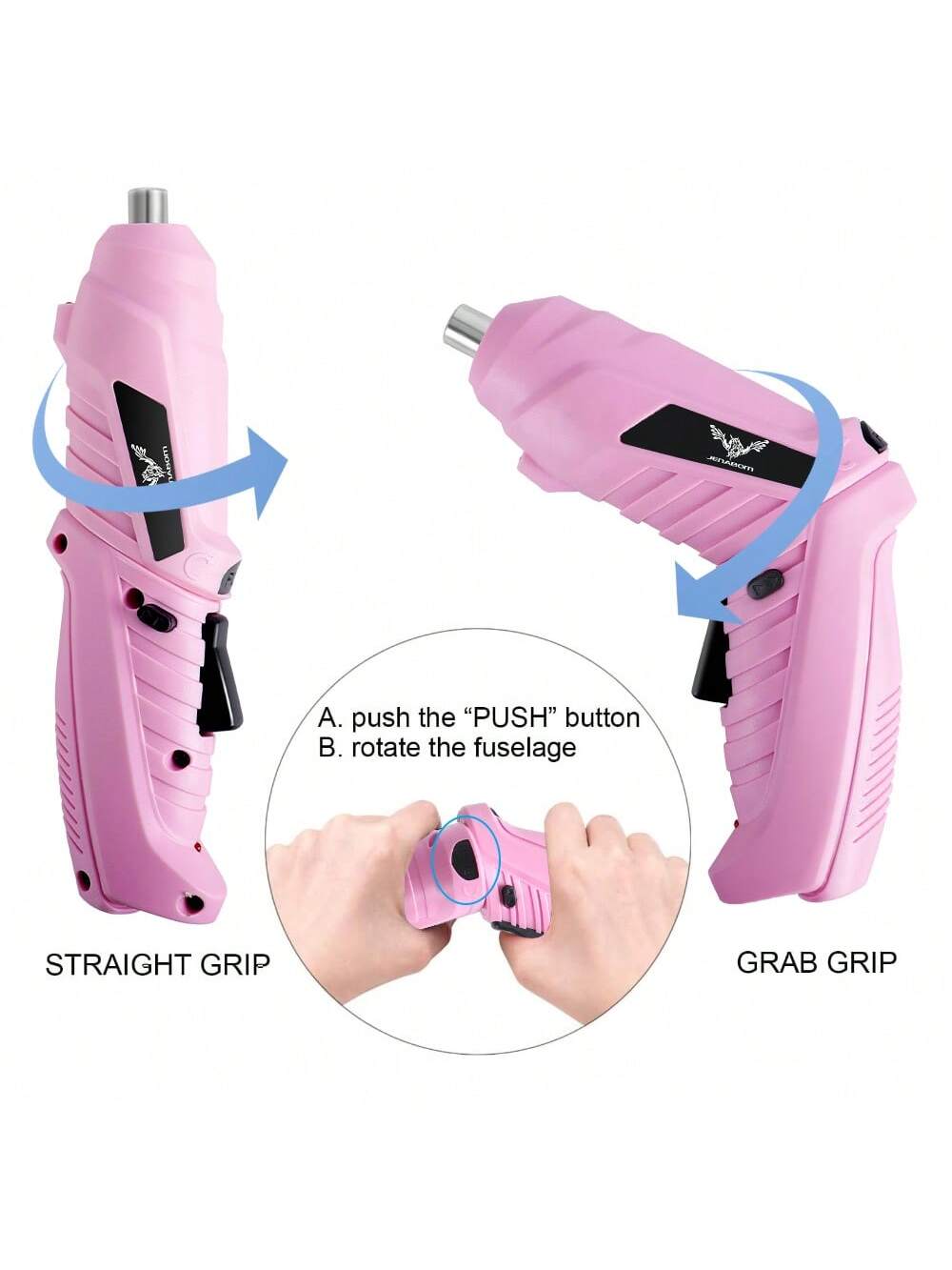 Electric Screwdriver Cordless Rechargeable Pink Small Power Drill Set 3.6V Li-Ion 3.5N.M Max Torque Electric Rotatable With Case LED Light Screwdriver For Home Office DIY Tools (Pink)