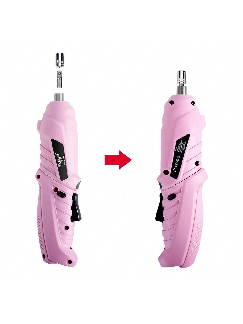 Electric Screwdriver Cordless Rechargeable Pink Small Power Drill Set 3.6V Li-Ion 3.5N.M Max Torque Electric Rotatable With Case LED Light Screwdriver For Home Office DIY Tools (Pink)