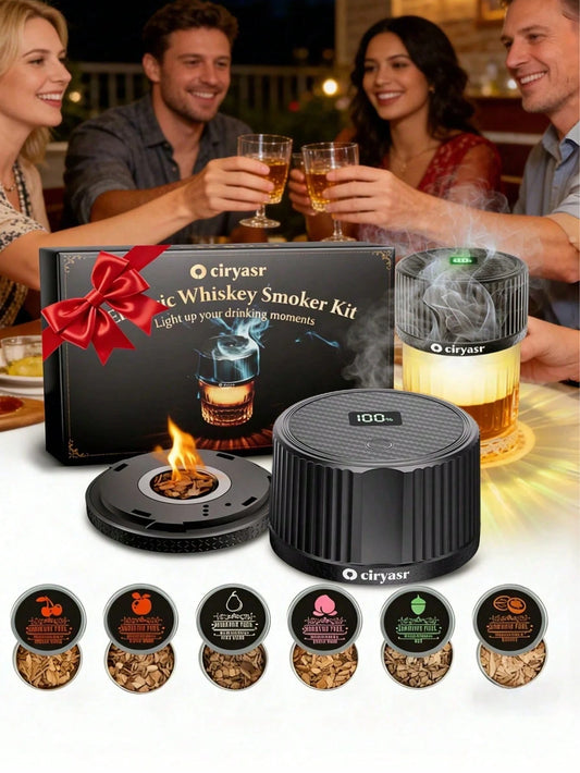 Electric Whiskey Smoker Kit Upgraded, Rechargeable Cocktail Smoker Kit With 4 Light Modes &6 Wood Chips,Old Fashioned Drink Smoker Kit,Bourbon Gifts ForMen, Dad, Husband,Valentine's Day Gift