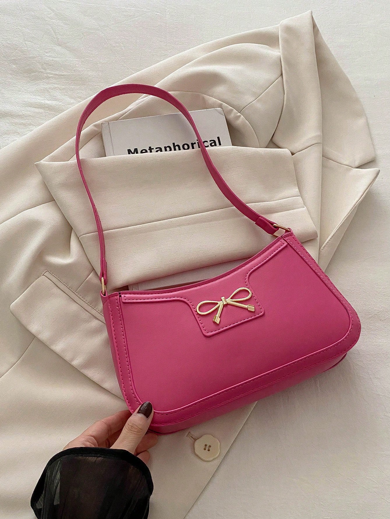 Elegant Crescent Underarm Shoulder Bag, Women's Fashion Casual Solid Color Underarm Bag