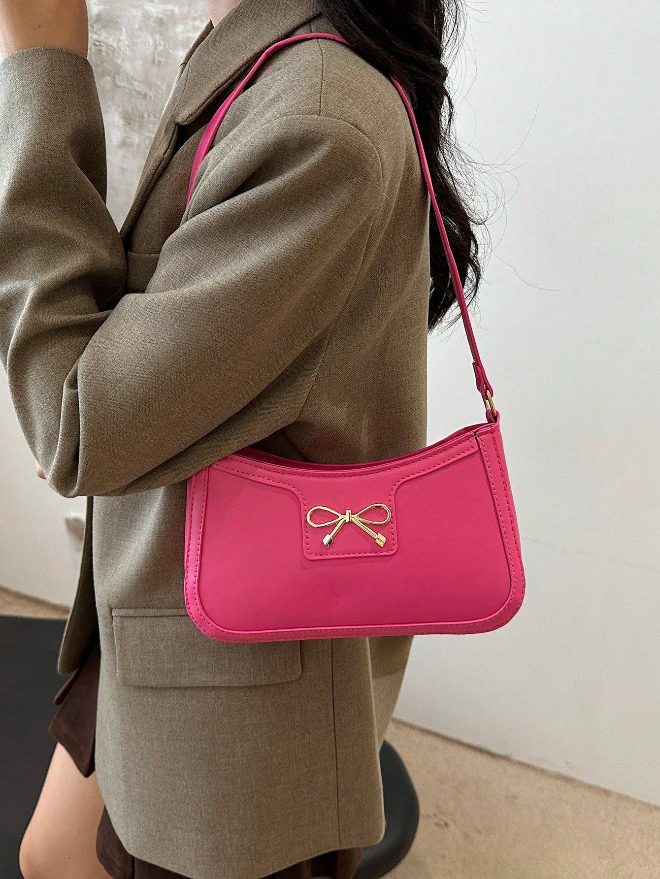 Elegant Crescent Underarm Shoulder Bag, Women's Fashion Casual Solid Color Underarm Bag