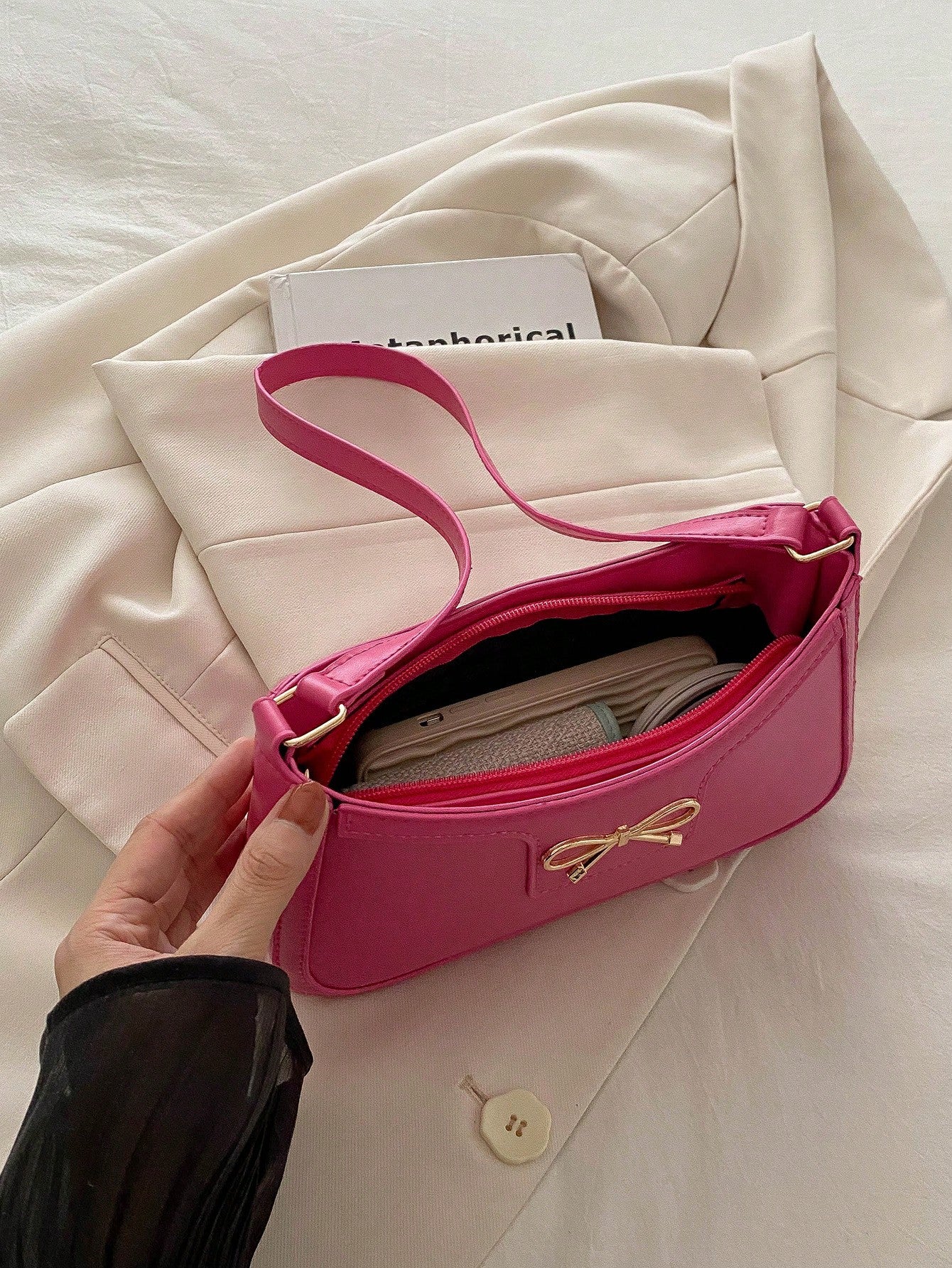 Elegant Crescent Underarm Shoulder Bag, Women's Fashion Casual Solid Color Underarm Bag