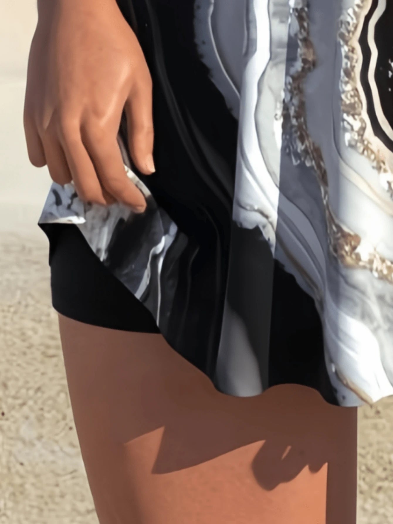 Elegant Women's Heart Neckline Backless Criss-Cross Drawstring Camisole And Shorts, Medium Stretch Cute Beachwear Vacation Summer Black