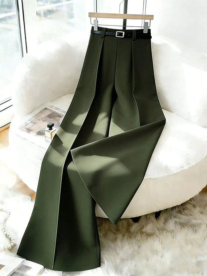 Elenzga 2026 Retro Army Green Wide Leg Pants For Women,High Waist Elegant Office Straight Trousers,Draping Loose Casual Fashion Summer & Autumn Commuting