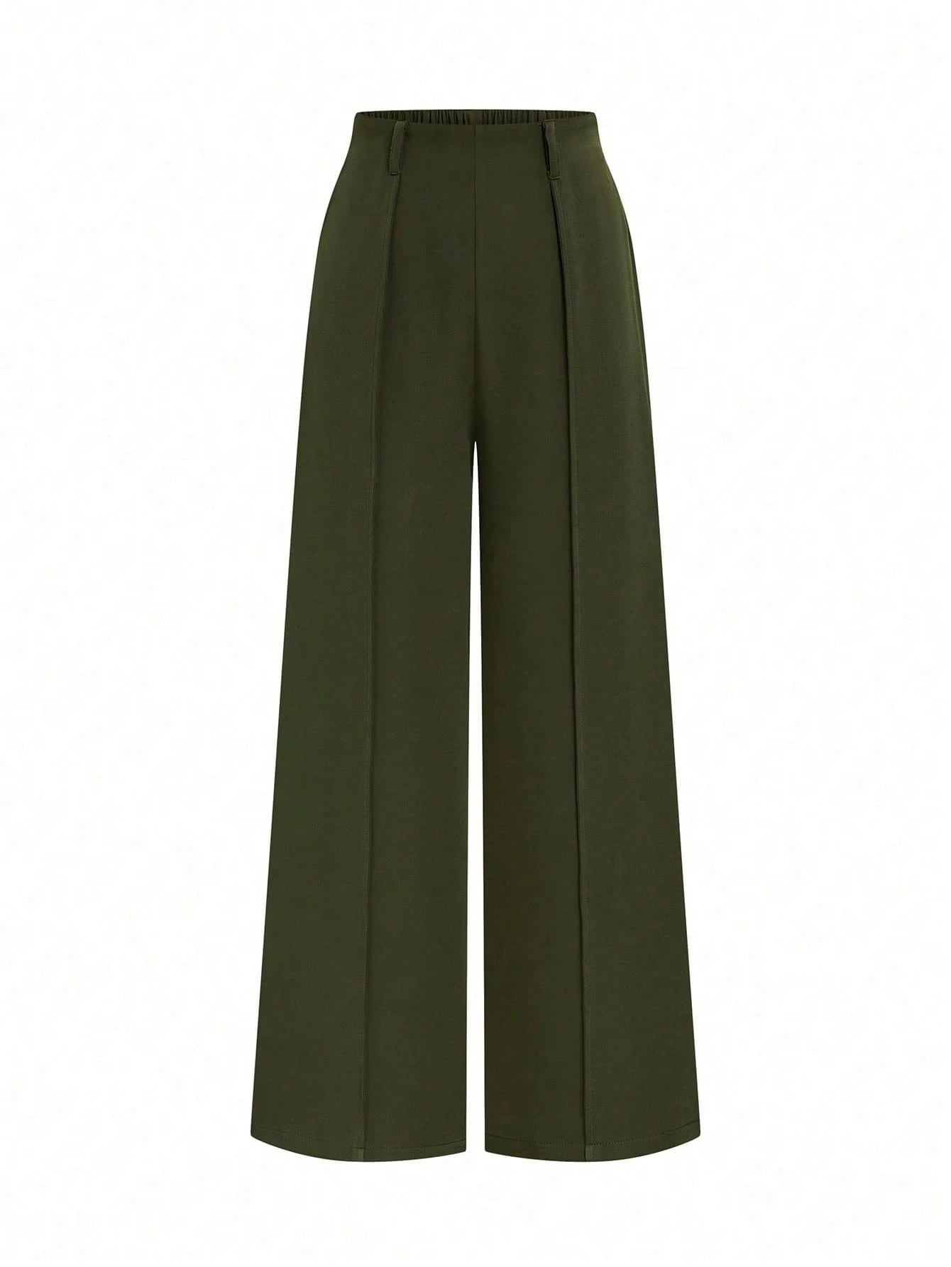 Elenzga 2026 Retro Army Green Wide Leg Pants For Women,High Waist Elegant Office Straight Trousers,Draping Loose Casual Fashion Summer & Autumn Commuting