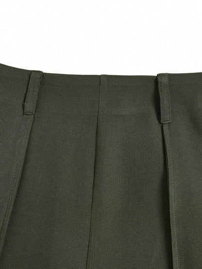 Elenzga 2026 Retro Army Green Wide Leg Pants For Women,High Waist Elegant Office Straight Trousers,Draping Loose Casual Fashion Summer & Autumn Commuting