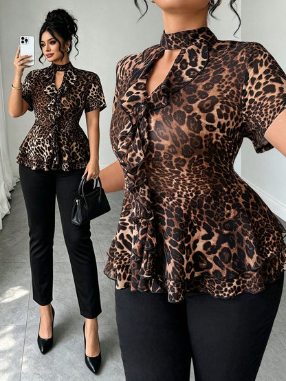 Elenzga 2026 Summer New Arrivals Leopard Print Going Out Tops For Women Elegant Women's Blouses