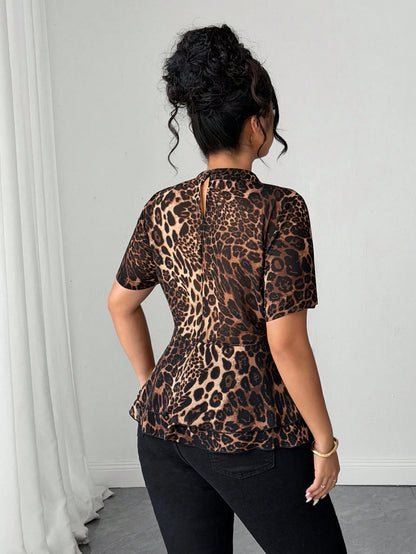 Elenzga 2026 Summer New Arrivals Leopard Print Going Out Tops For Women Elegant Women's Blouses
