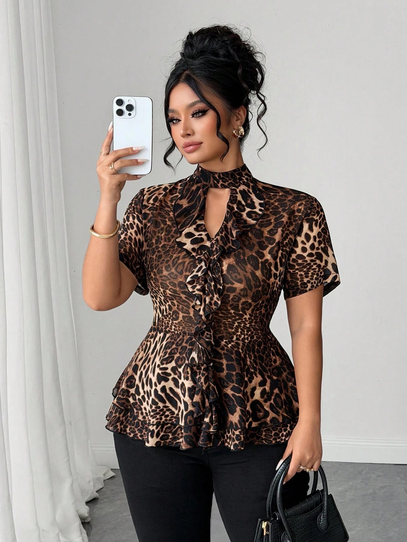 Elenzga 2026 Summer New Arrivals Leopard Print Going Out Tops For Women Elegant Women's Blouses