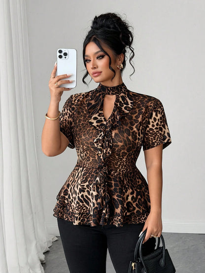 Elenzga 2026 Summer New Arrivals Leopard Print Going Out Tops For Women Elegant Women's Blouses
