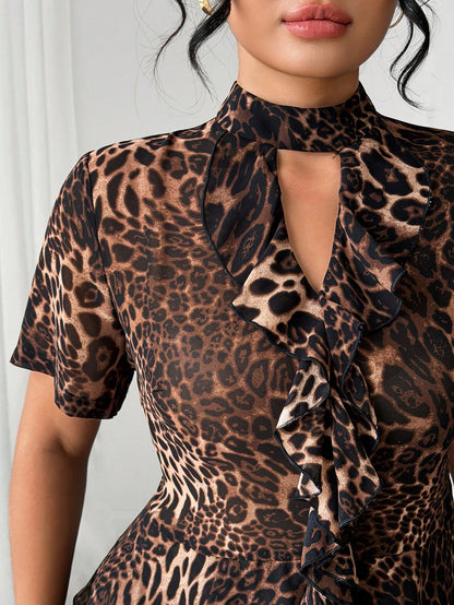 Elenzga 2026 Summer New Arrivals Leopard Print Going Out Tops For Women Elegant Women's Blouses