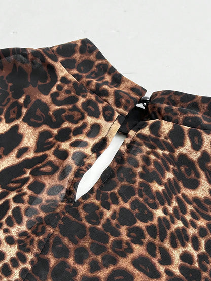 Elenzga 2026 Summer New Arrivals Leopard Print Going Out Tops For Women Elegant Women's Blouses