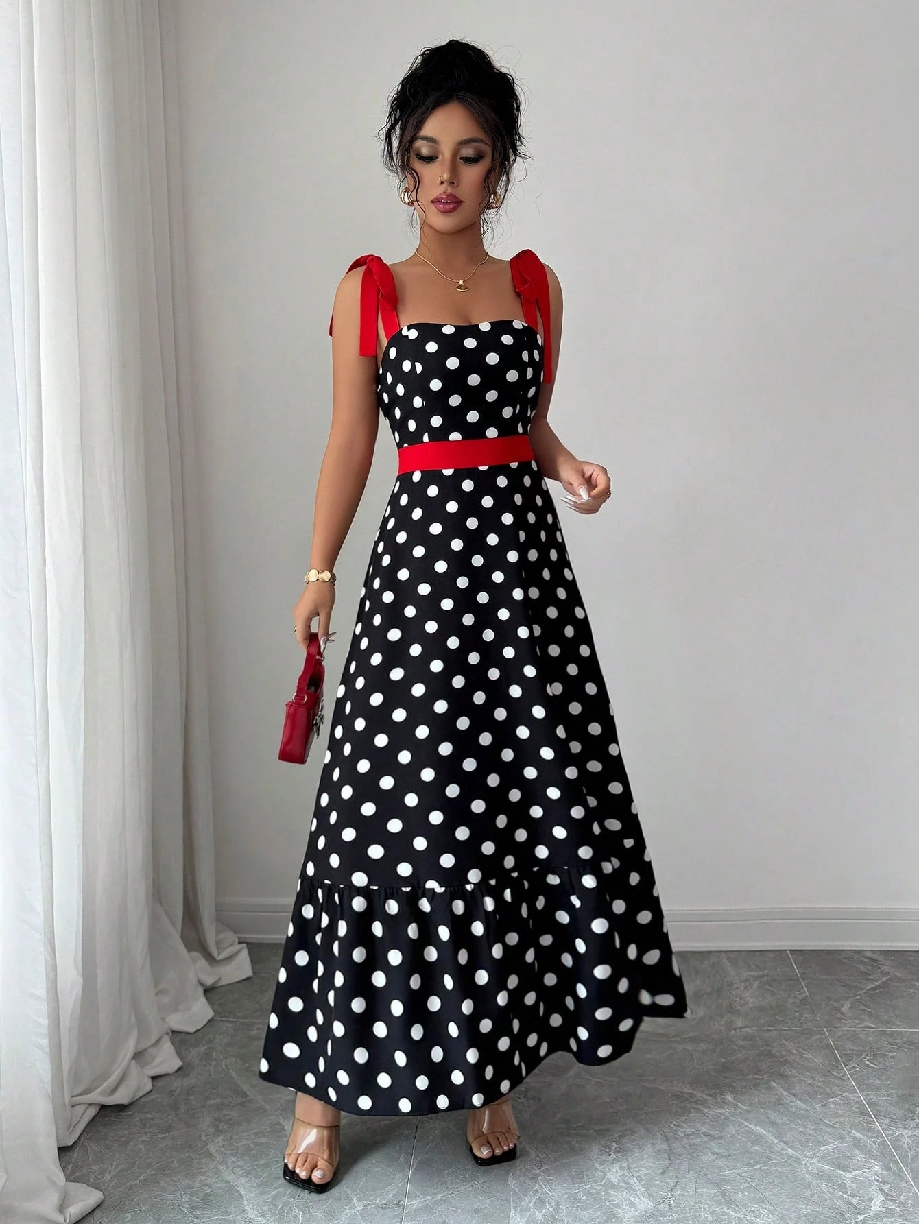 Elenzga Women Polka Dot Print Cami Dress
