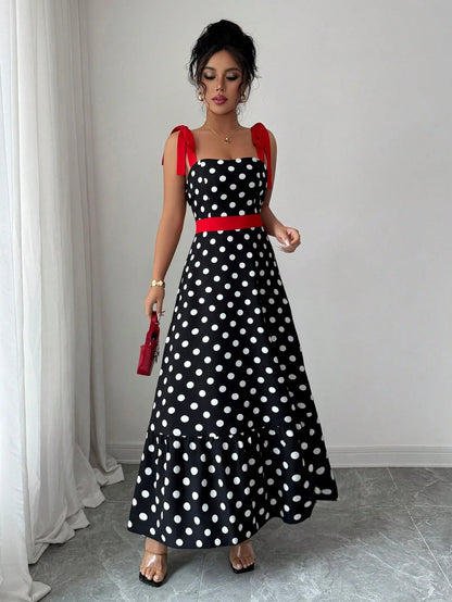 Elenzga Women Polka Dot Print Cami Dress