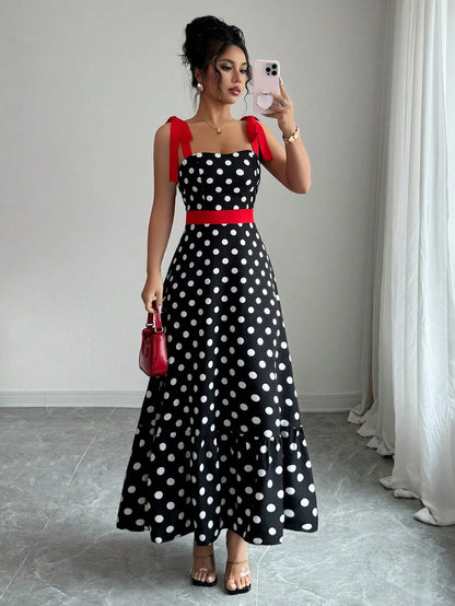 Elenzga Women Polka Dot Print Cami Dress