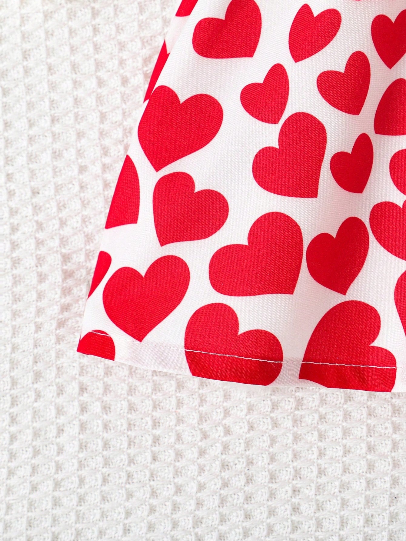 Elladie kids Baby Girls Ribbed Heart Print Flounced Hem Sundress, Cute & Sweet Fashion Summer Dress For Baby Girl