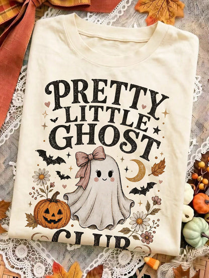 EMERY ROSE Halloween Plus Size Women's Casual Pumpkin Print Round Neck Short Sleeve T-Shirt, Summer