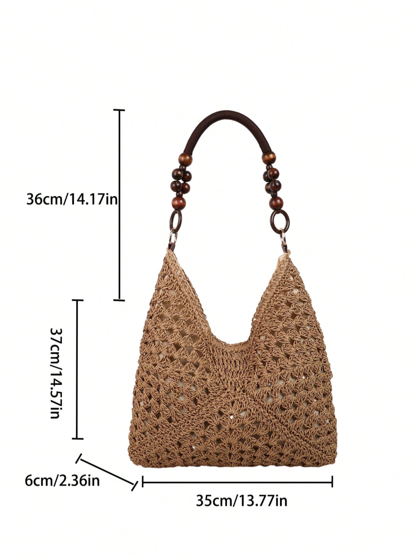 EMERY ROSE Large Capacity Portable Women's Woven Straw Shoulder Bag Medium Handbag With Handle For Beach Vacation,Holiday