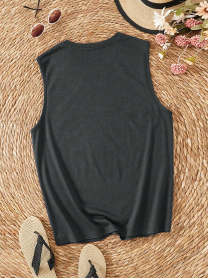 EMERY ROSE Large-Sized Women's Summer Casual Skull-Print Vest-Style Top,Funny Graphic T Shirt,Black And White Everyday Slogan Pattern Skull Clothing For Women