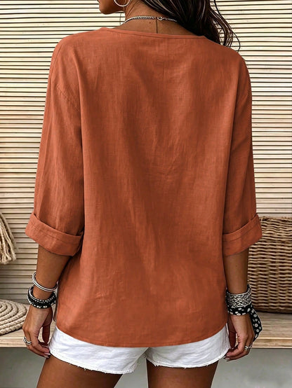 EMERY ROSE Plus Size Woven Casual Resort Shirts For Spring And Autumn Seasons Fall