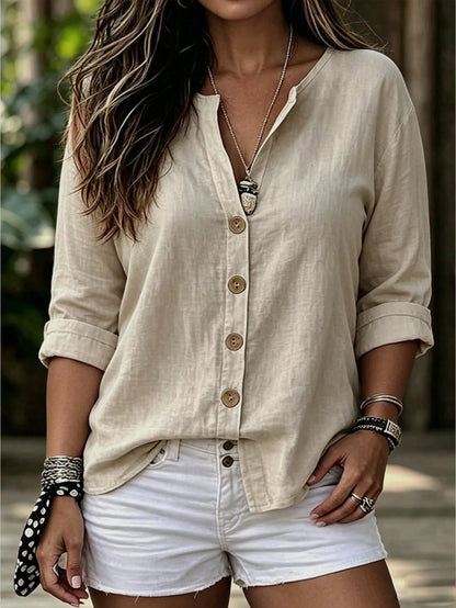 EMERY ROSE Plus Size Woven Casual Resort Shirts For Spring And Autumn Seasons Fall