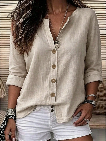 EMERY ROSE Plus Size Woven Casual Resort Shirts For Spring And Autumn Seasons Fall