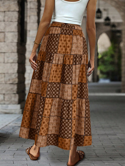 EMERY ROSE Printed Drawstring Waist Ruffle Hem Women Skirt