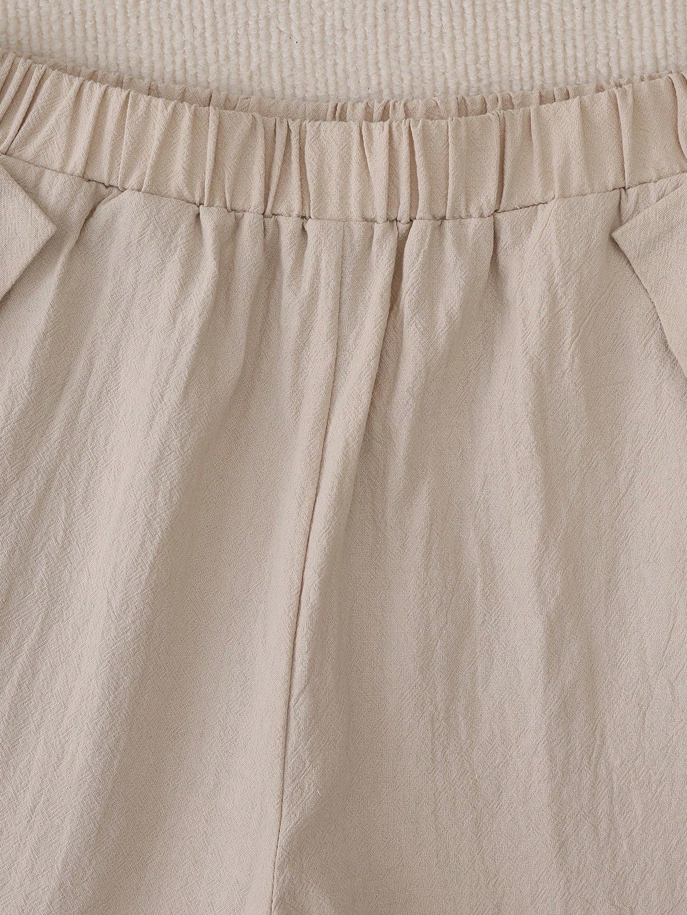 EMERY ROSE Women Simple Casual Button Decoration Slanted Pocket Elastic Waist Tapered Pants