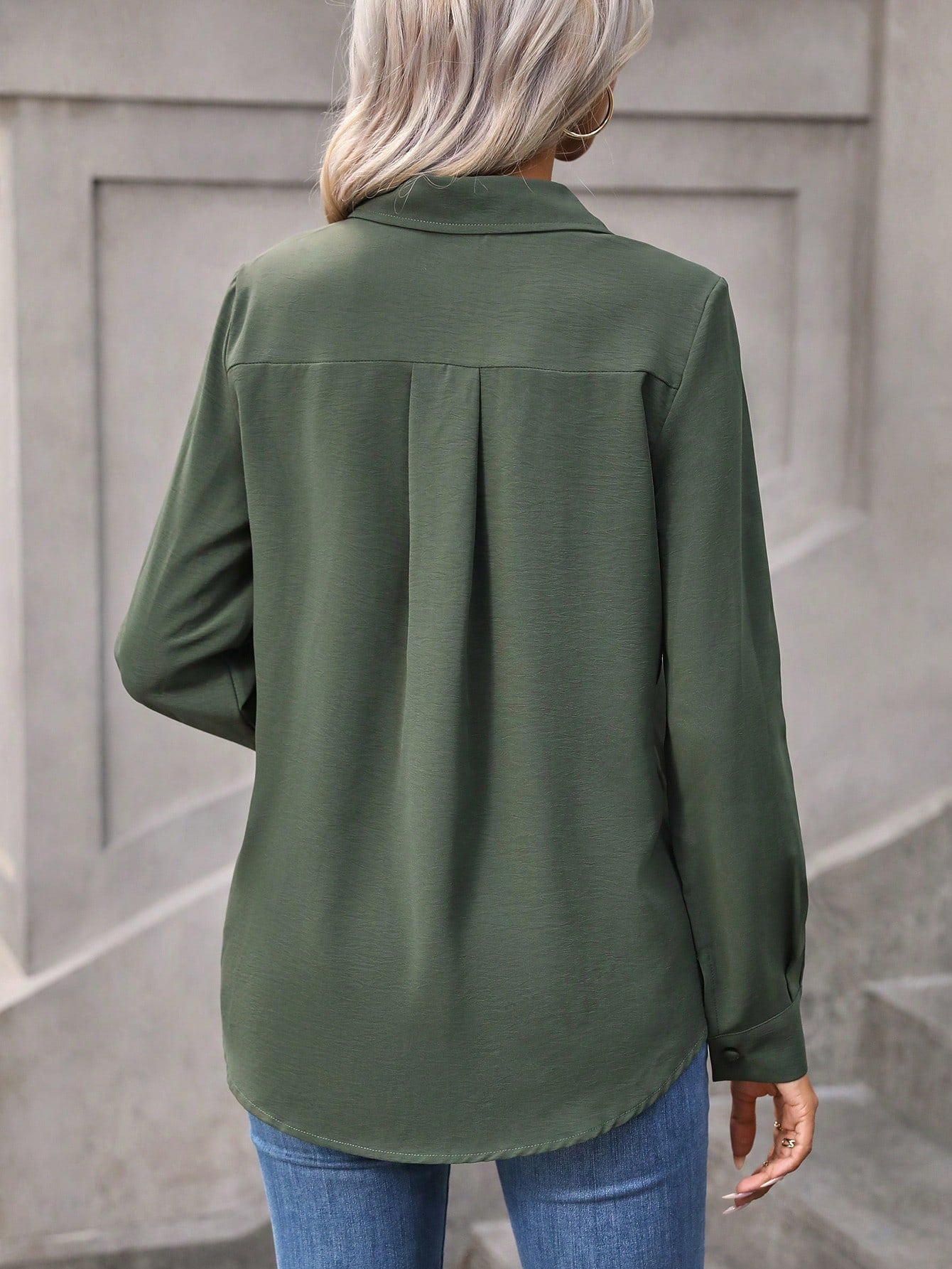 EMERY ROSE Women Spring/Summer Solid Color Long Sleeve Loose Casual Shirt Fall Cloth For Women