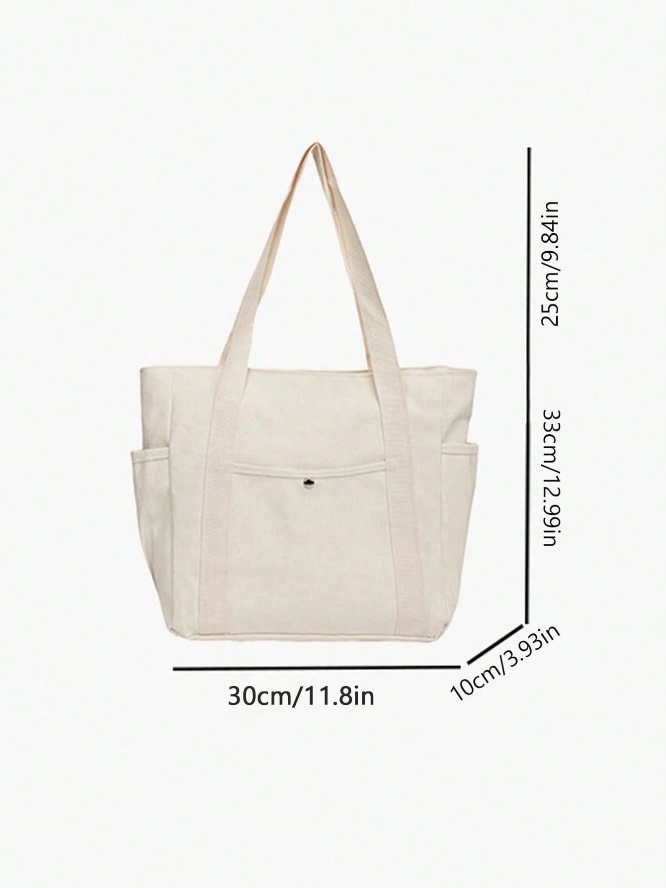 EMERY ROSE X Milania Women's Multi-Pocket Canvas Tote Bag, Large Capacity, Reusable, Canvas Tote Bag, Suitable For Daily Use And Travel