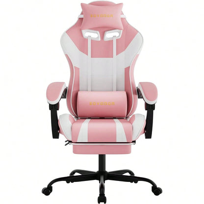 Ergonomic Gaming Chair,A Versatile 3-In-1 Video Game Chair For Work, Study, And Gaming,Features An Adjustable Backrest, Footrest, And Linked Armrests Office Chair For Adults,Pinkwhite