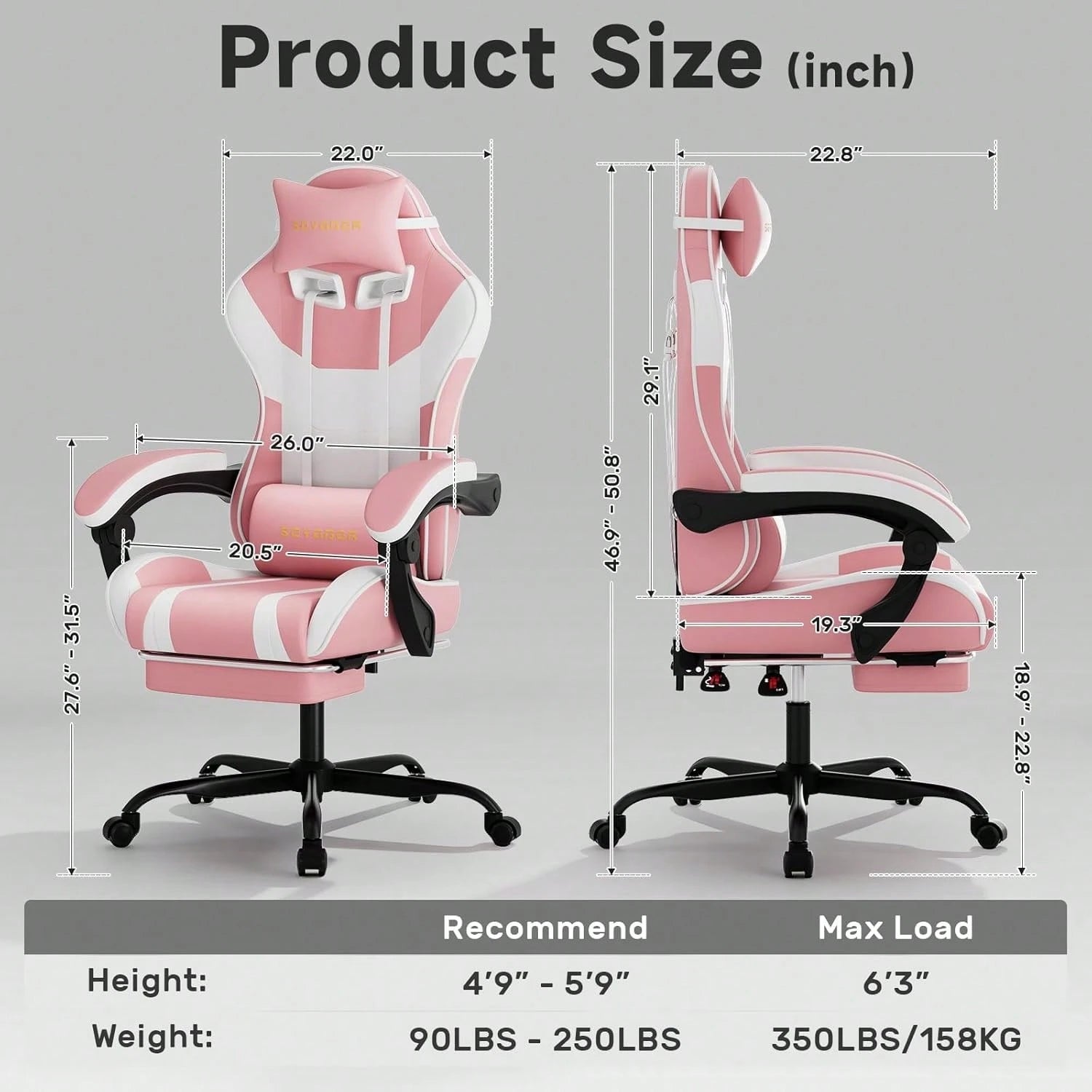 Ergonomic Gaming Chair,A Versatile 3-In-1 Video Game Chair For Work, Study, And Gaming,Features An Adjustable Backrest, Footrest, And Linked Armrests Office Chair For Adults,Pinkwhite