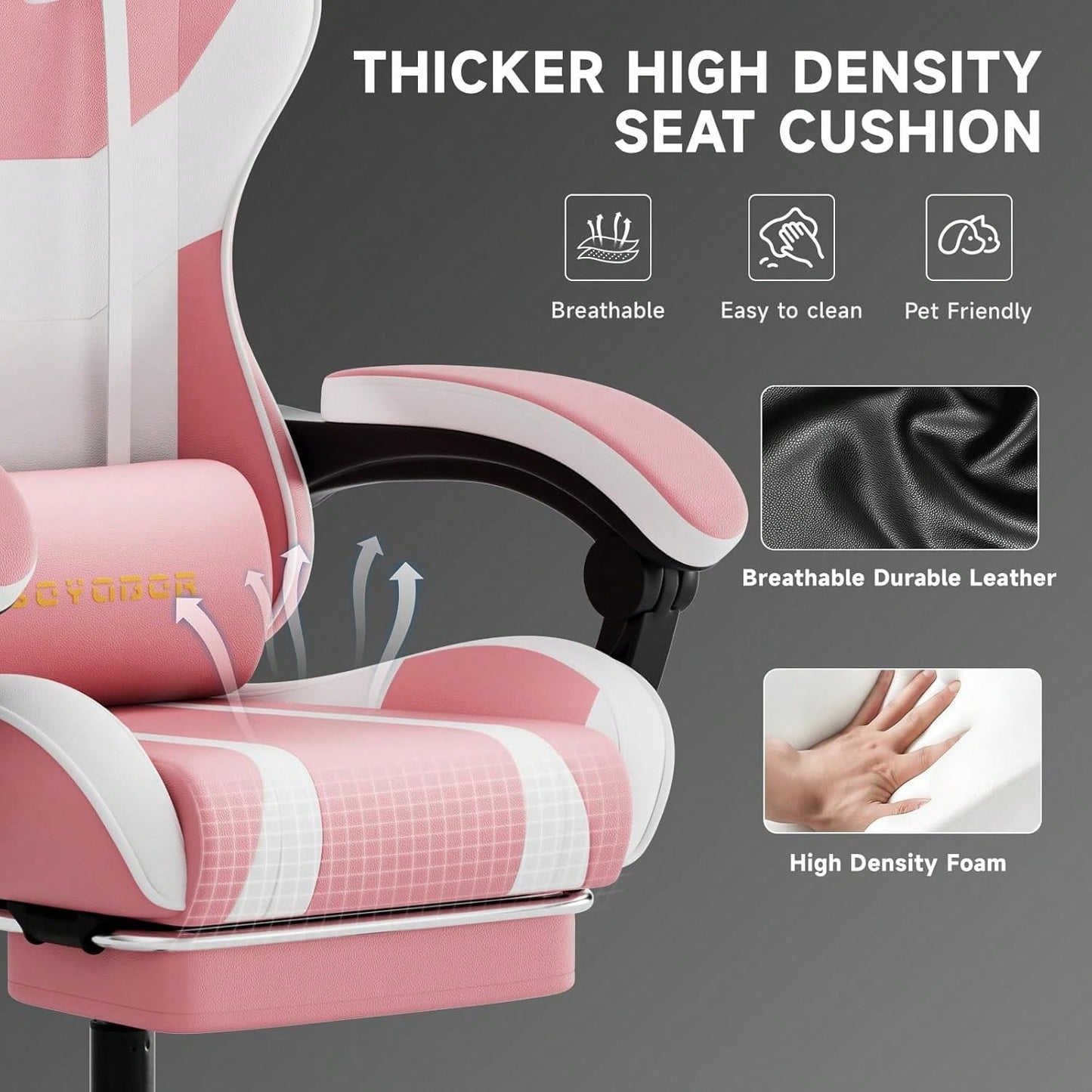 Ergonomic Gaming Chair,A Versatile 3-In-1 Video Game Chair For Work, Study, And Gaming,Features An Adjustable Backrest, Footrest, And Linked Armrests Office Chair For Adults,Pinkwhite