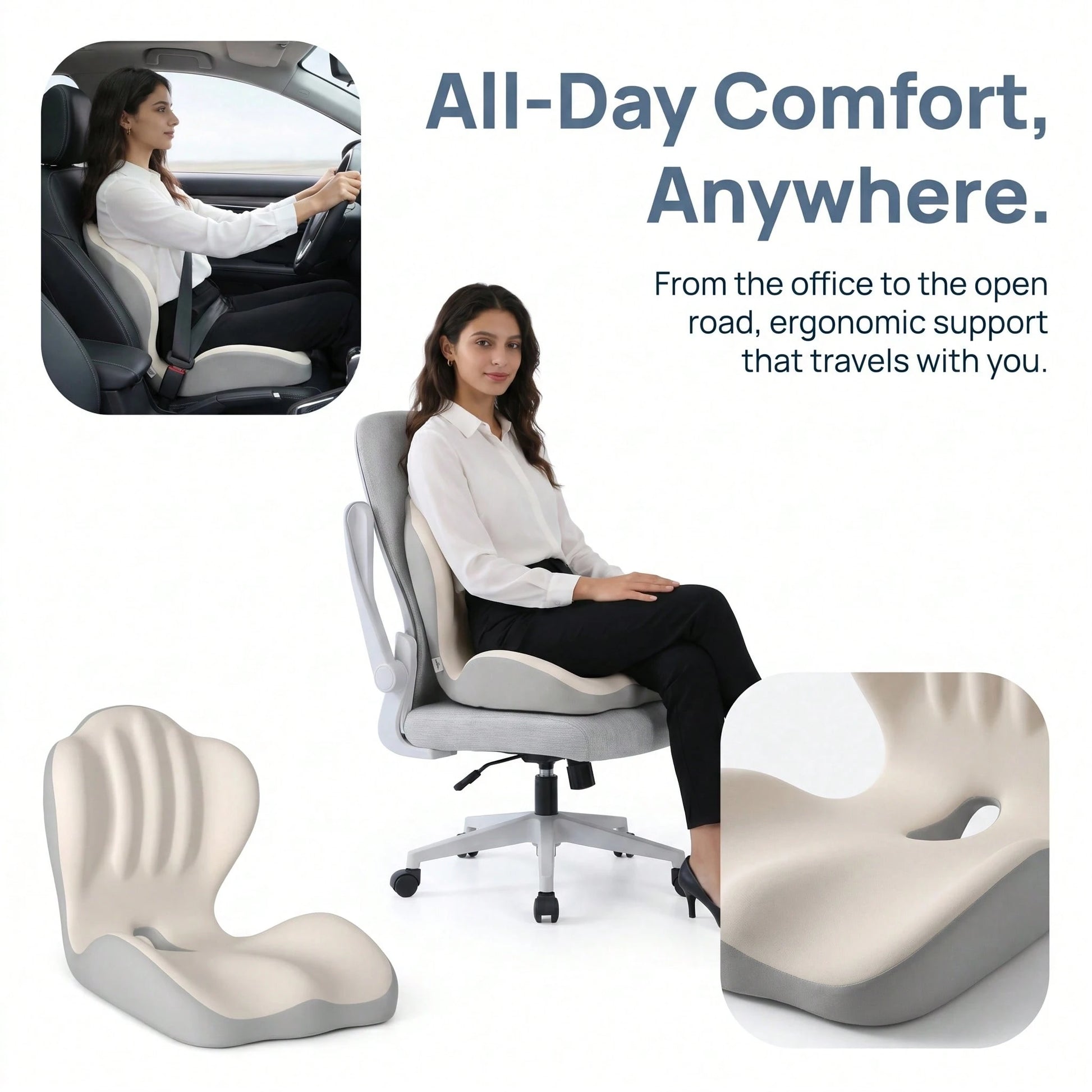 Ergonomic Seat Cushion, Office Lumbar Support Cushion, Posture Correction For Prolonged Sitting, Lumbar Support, Student Office Chair Lumbar Pad, Memory Foam Lumbar Support.