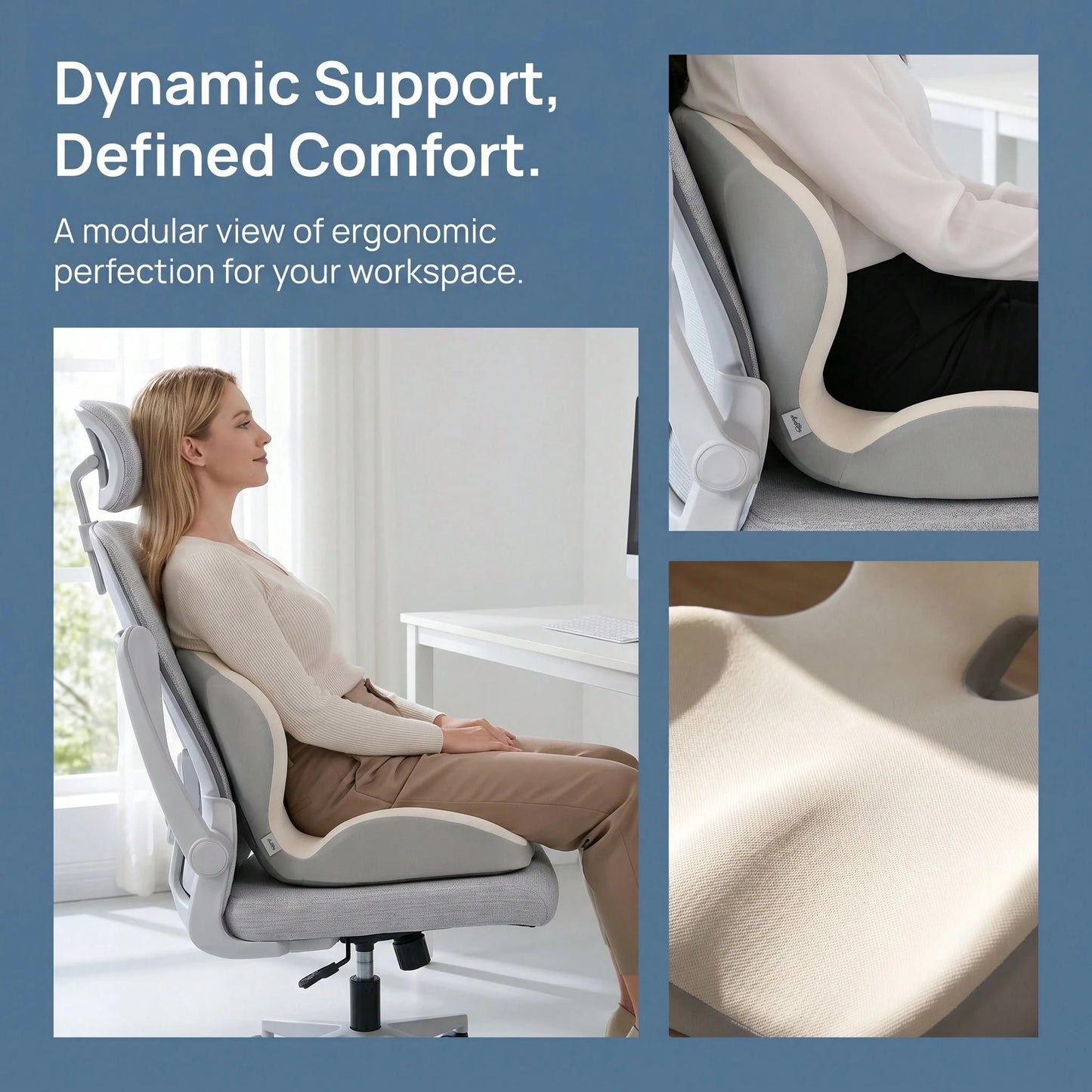 Ergonomic Seat Cushion, Office Lumbar Support Cushion, Posture Correction For Prolonged Sitting, Lumbar Support, Student Office Chair Lumbar Pad, Memory Foam Lumbar Support.