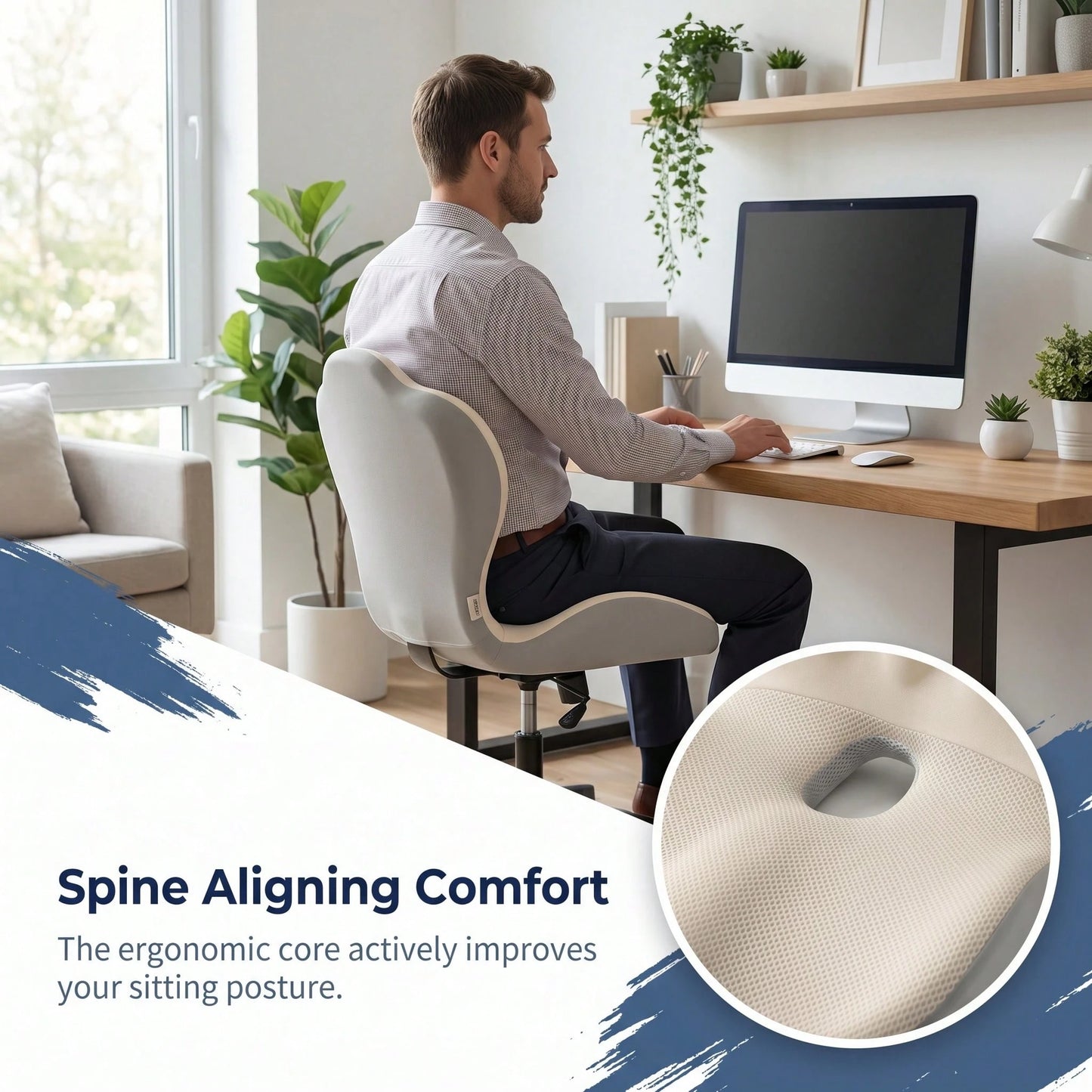 Ergonomic Seat Cushion, Office Lumbar Support Cushion, Posture Correction For Prolonged Sitting, Lumbar Support, Student Office Chair Lumbar Pad, Memory Foam Lumbar Support.