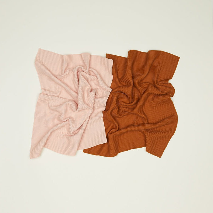 Essential Waffle Dish Towels, Set of 2 -  Blush + Terracotta