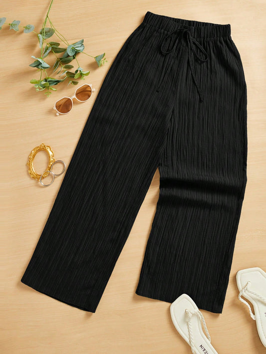 Essnce Women's Casual Simple Textured Long Pants Summer Spring Valentine Day New Years