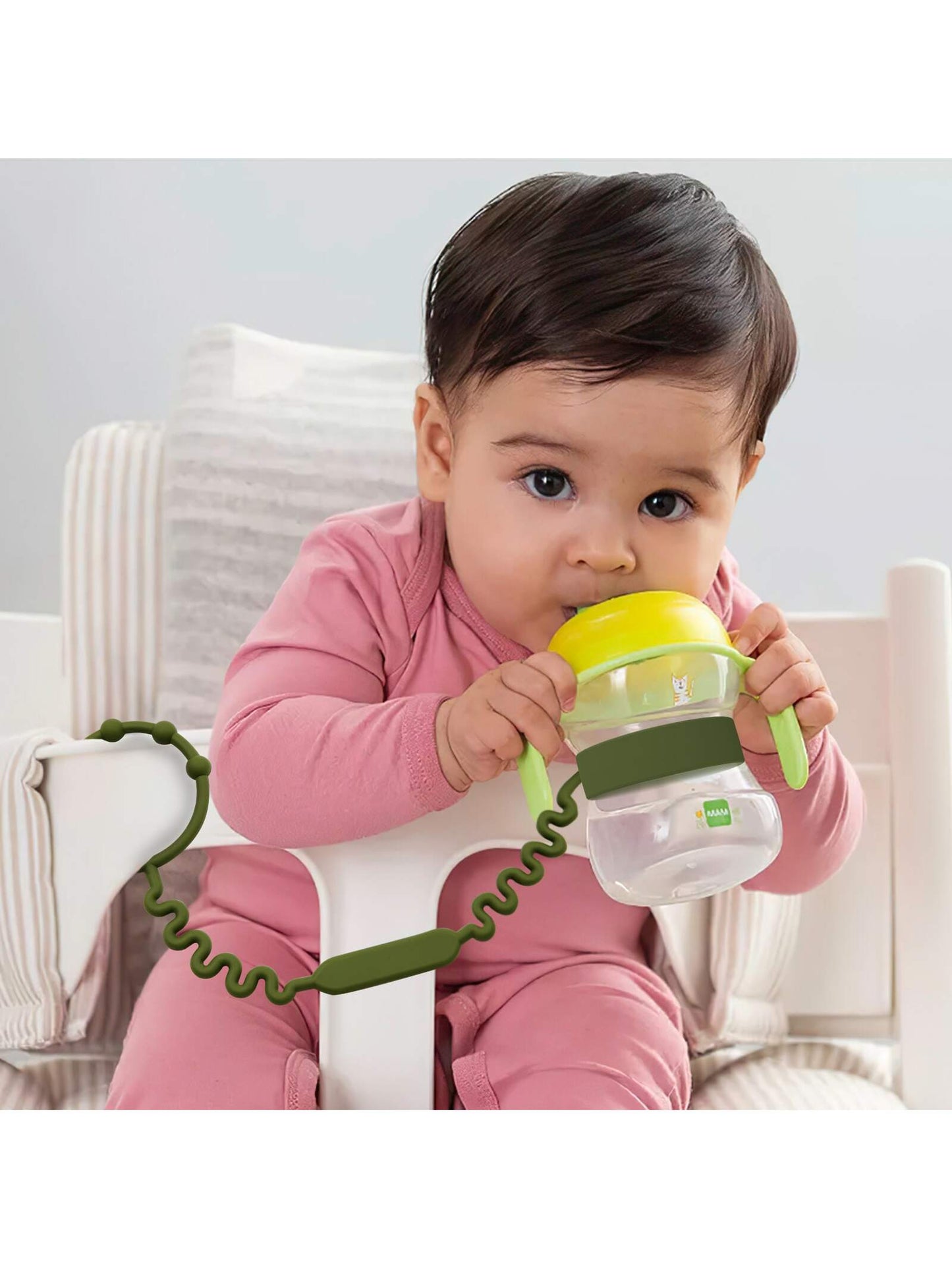 [ETETOO] 5pcs/Pack, Rainbow Color, Silicone Toy Safety Strap, Christmas Gift, Suitable For Stroller, High Chair, Car Seat, Silicone Toy Safety Strap