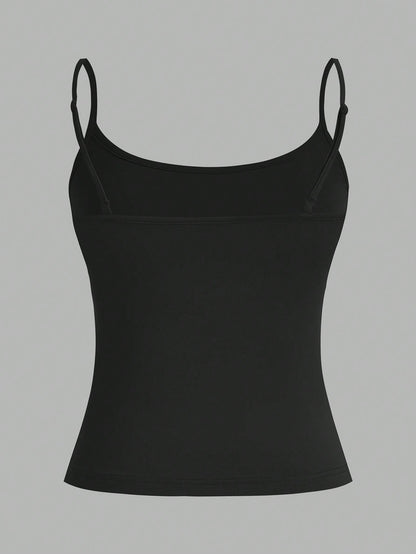 EZwear 3pcs/Set Casual Adjustable Strap Fitted Tank Top, Suitable For Summer