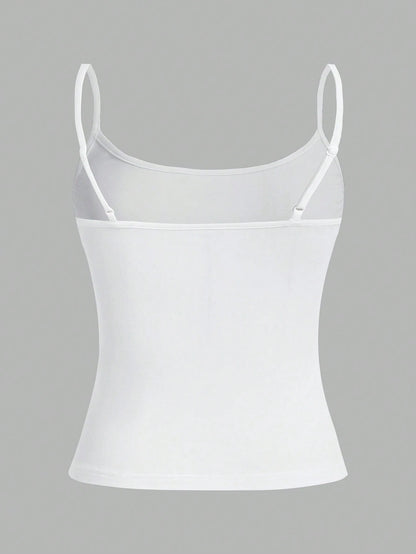 EZwear 3pcs/Set Casual Adjustable Strap Fitted Tank Top, Suitable For Summer