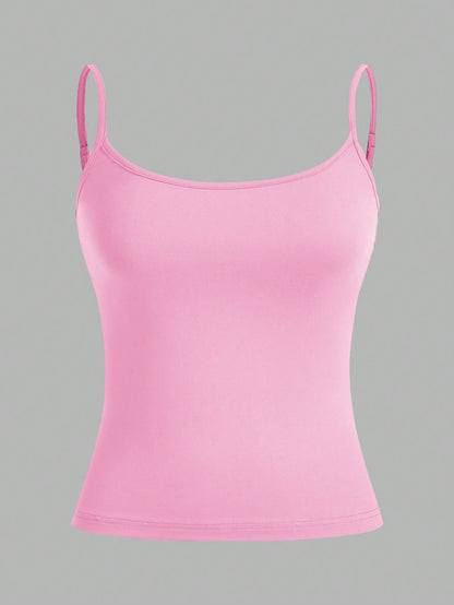 EZwear 3pcs/Set Casual Adjustable Strap Fitted Tank Top, Suitable For Summer