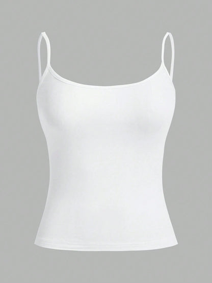 EZwear 3pcs/Set Casual Adjustable Strap Fitted Tank Top, Suitable For Summer